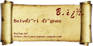 Bolvári Ágnes névjegykártya