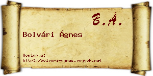 Bolvári Ágnes névjegykártya