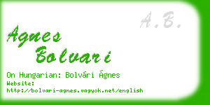 agnes bolvari business card